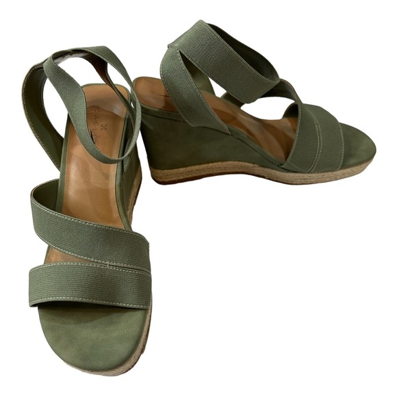 CASLON Green Suede Espadrilles Wedge Sandals Size 8 - Picture 5 of 6